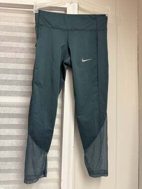 Nike Women's Dri-FIT Running Tights with Mesh Panels and Pockets - Dark Teal / S